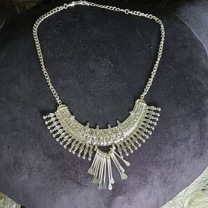 Silver Statment Bib Necklace